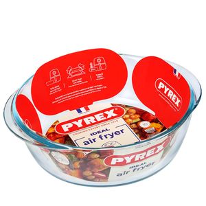 PYREX Preware Runde Auflaufform, Glas, 26x23 cm, 2,3l, AIR FRYER, Borosilikatglas