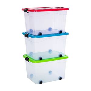 3x Aufbewahrungsbox mit Deckel Kunststoffboxen Box Kisten Stapelboxen 3 Größen 3 x 40 Liter