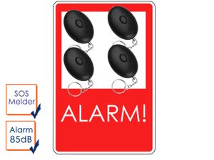 4er-Set Mini-Taschenalarm Überfallalarm Notruf Personen-Alarm 85dB