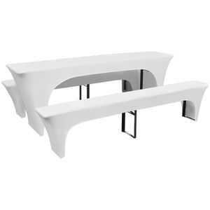 vidaXL 3-dielna súprava obalov na pivný stôl a lavice biela 220x70x80 cm