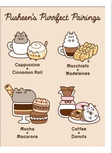 Pusheen - zarámovaný tisk "Purrfect Pairings" PM11161 (30 cm x 40 cm) (Pestrobarevné)