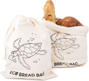 Joejis 2er-Set Brotsack 30 x 40 cm - Baguette Bag - Brotbeutel aus Baumwolle zum Frischhalten von Brot - Auch als Aufbewahrungsbeutel von Obst Gemüse und Lebensmitteln geeignet