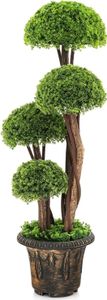 Sztuczne drzewo z doniczką, Sztuczna roślina 90 cm, Sztuczne drzewo cedrowe z 4 koronami, Sztuczna roślina dekoracyjna w doniczce, Zielone drzewo topiary do użytku wewnątrz i na zewnątrz
