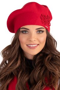 Vivisence damen baskenmütze eleganter wintermütze warm und gemütlich kopfbedeckung an winter und herbst warm dick strickmütze, klassisch mütze für frauen, hergestellt in der eu, rot, einheitsgröße