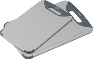Silit Schneidebrett Set 2-teilig, Kunststoff, Küchenbrett mit Saftrille, Aufhänge-/ Tragegriff, 2 Größen, klingenschonend