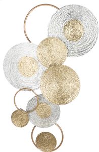 Casablanca by Gilde Wandrelief "Dieci" gold- und silberfarbene Kreise, mit Aufhängung, H.112 cm, 84255