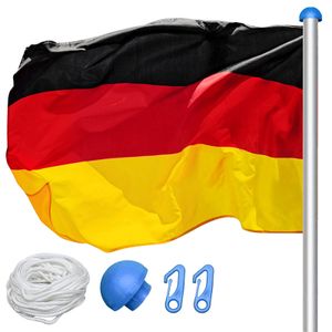 VINGO Fahnenmast Fahnenmasten Aluminium Fahnenmast 6,5m Flaggenmast Deutschland Fahne Flagge Alu