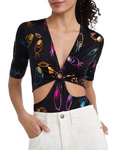 DESIGUAL Unterhemd Damen Polyester Schwarz GR68398 - Größe: S