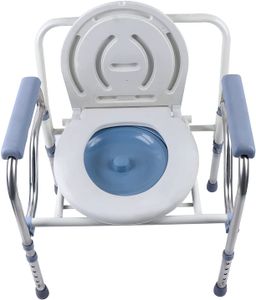 Toilettenstuhl Fahrbarer Toilettenrahmen Nachtstuhl WC-Stuhl mit Rückenlehne und Deckel Toilettenhilfe für Ältere Erwachsene