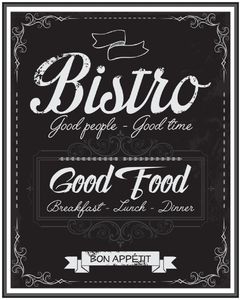 Wallario Poster - Bistro-Design in schwarz-weiß, Kunstdruck Größe: 40 x 50 cm