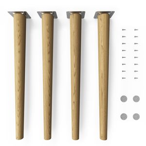 4x sossai® Holzfüße rund - gerade Ausführung 45cm Eiche