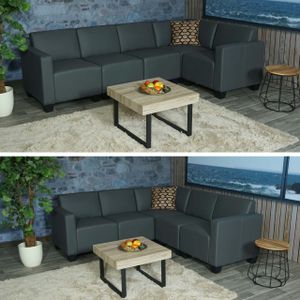 Modular Sofa-System Couch-Garnitur Moncalieri 5, Kunstleder  dunkelgrau