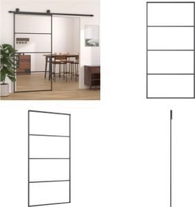 vidaXL Drzwi przesuwne aluminium i szkło ESG 102,5x205 cm czarne - Drzwi szklane - Drzwi szklane - Drzwi aluminiowe - Drzwi aluminiowe