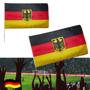 Stabfahne Deutschland 2er Set mit Adler und Stab 60x90cm Flagge Fahne Schwarz/Rot/Gold Fanartikel Fussball