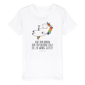 Mr. & Mrs. Panda 9-11 Jahre (134/146) Organic Kinder T-Shirt Einhorn Cocktail - Weiß - Geschenk, Einhörner, Kinder T-Shirt Jungen, Einhorn Deko, Pegasus, Rum, Caipirinha