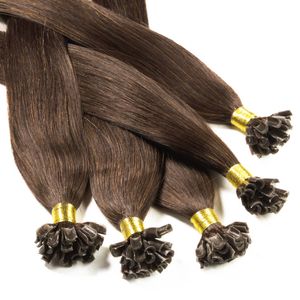 hair2heart Extensions Echthaar Bondings glatt - 25 Strähnen 0.5g 30cm 6/3 dunkelblond gold