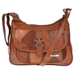 Christian Wippermann Damen Schultertasche Umhängetasche Leder Patchleder  Cognac