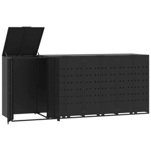 vidaXL Mülltonnenbox für 4 Tonnen Schwarz 276x79x117 cm Stahl