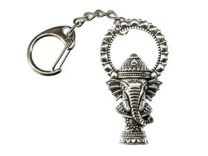 Ganesha Elefanten Schlüsselanhänger Elefant Zootier Indien Yoga Gottheit silber