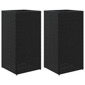 vidaXL Pflanzkübel 2 Stk. Schwarz 40x40x80 cm Poly Rattan