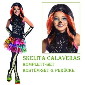 Kinder "Skelita Calaveras" Kostüm & Perücke (Monster High)  Gr.L / 140-146 (8-10Jahre)