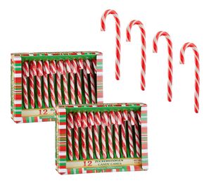 24x Zuckerstangen essbar - Geschmack: Erdbeere - Weihnachts Baum Deko Schmuck Candy Canes