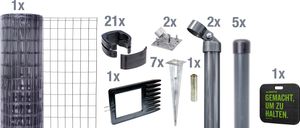 Alberts Fix-Clip Pro Gartenzaun, Höhe 122 cm, Länge 10 m, Zaun-Komplettset mit Bodenhülse ohne Betonieren, anthrazit Alberts Fix-Clip Pro Gartenzaun, Höhe 122 cm, Länge 10 m, Zaun-Komplettset mit Bodenhülse ohne Betonieren, anthrazit