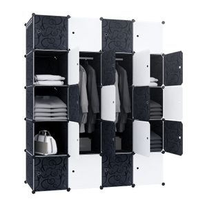 LZQ šatníková skriňa, 20 kociek plastovej skrine, kombinovaná šatníková skriňa, šatníkový policový systém s 2 háčikmi