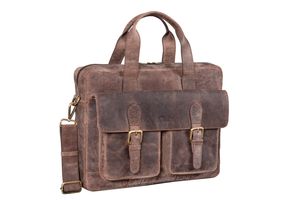 Benthill Aktentasche aus Leder - Lehrertasche Umhängetasche - Leder-Tasche Business - Echt-Leder Herren Arbeitstasche aus Büffelleder (Dunkelbraun)