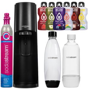 SodaStream Terra Schwarz Wassersprudler eine Flasche + Sodastream Weiß Flasche + Bolero