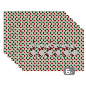 MuchoWow® podložky Sada 6 pratelných podložek 30x45x0.3cm Vánoce - Vzor - Vintage Protiskluzová a tepelně odolná podložka na stůl