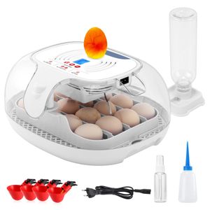 16 Eier Inkubator, Vollautomatisch Brutkasten mit LED-Beleuchtung, Temperatur- und Feuchtigkeitsanzeige, Automatische Eierdrehung, Einstellbare Größe