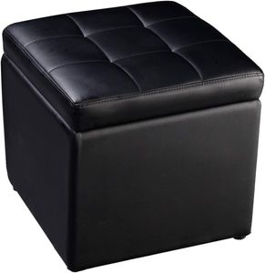 Stolička COSTWAY s úložným priestorom a vekom do 300 kg, 40x40x40 cm, čierna