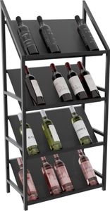 MetaloPro Weinregal Bordeaux – Schwarzes Metallregal Für 28 Weinflaschen, Modernes, Minimalistisches Design, Ideal Für Küche, Keller, Bar – 125×60×30cm