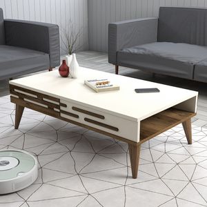 Skye Decor, Valensiya - Walnut, Cream, Couchtisch, Nussbaum, 100 % MELAMINBESCHICHTETE SPANPLATTEN, 105 x 34,6 x 60 cm