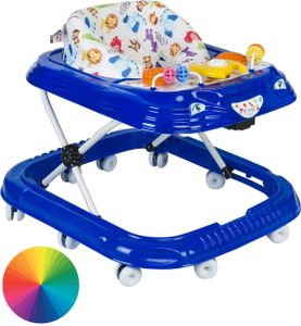 Lauflernhilfe für Kinder ab 6 Monate mit Spielzeug 10 Universalrädern Höhenverstellbar Gehfrei Baby Walker Lauflernwagen Dunkelblau