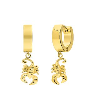 Lucardi - Herren Vergoldete Ohrringe Skorpion aus recyceltem Stahl - Ohrringe - Stahl - Gelbgold legiert - Nickelfrei