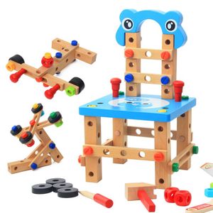 53 Stück Spielwerkzeug-Set Vielfalt Werkzeugbank Kinder Holz Werkbank Spielzeug Kinder Kleinkinder Holzset Geschenk Jungen Mädchen, Blau