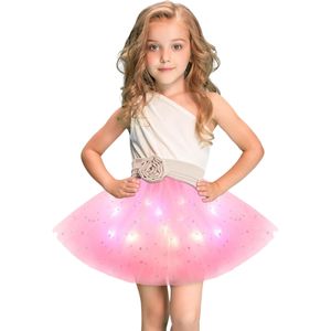 Dámska tylová sukňa, LED tutu, dospelá, teenager, tutu, party, balet, tanec, maškarné šaty, kostým (ružová) - PRINCESS