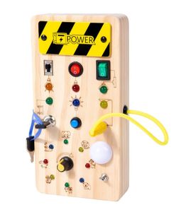 Montessori Spielzeug,Busy Board mit LED Lichtschalter(Tiere) Activity Board Holzspielzeug,Sensorisches Spielzeug für Kleinkinder,Lernspielzeug Babys und Kleinkinder ab 1 2 3 4 Jahre Perfektes Geschenk zu Weihnachten