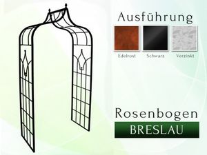 Rosenbogen BRESLAU Gesamtbreite 1,60 m Edelrost Pergola Metallrosenbogen Gartenbogen Rosensäule