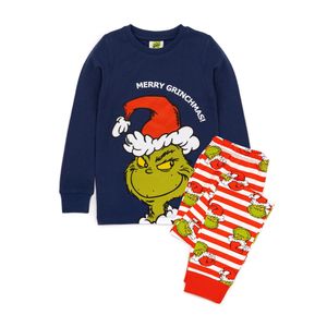 The Grinch - Schlafanzug für Kinder - weihnachtliches Design Langärmlig NS7331 (98) (Marineblau/Rot/Weiß)