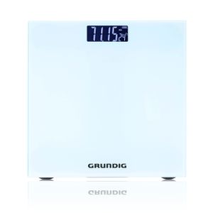Digitálna osobná váha Grundig s technológiou Step-On, váha s LED displejom s presnosťou 50 gramov, 2 až 180 kg, biela