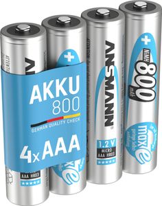 ANSMANN Akku Micro AAA 800 mAh 1,2V Ni-MH, 4 Stück