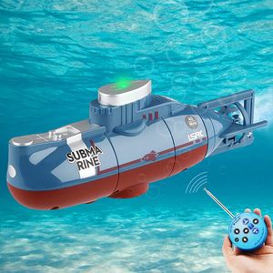 Wiederaufladbares Mini-RC-U-Boote, Hochgeschwindigkeits-Rennboot 6 Kanal Fernbedienungsboote zum Pools Rennboot(Blau)