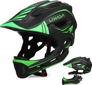 Kask rowerowy LIXADA dziecięcy kask rowerowy chłopięcy dziewczęcy kask sportowy zdejmowany kask pełnotwarzowy zielony na rowery deskorolki wrotki