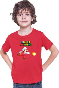 Mario Fireball Strike Kinder T-shirt Super Mario Luigi Bowser Nintendo, 12-13 Jahr - 152/Rot