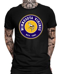 Minnesota Vikings - American Football NFL Super Bowl Herren T-Shirt, Schwarz, S, Vorne