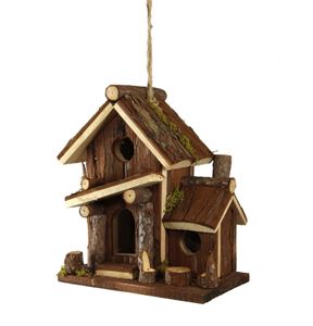 Holz Deko Vogelhaus mit Vordach - zum hängen