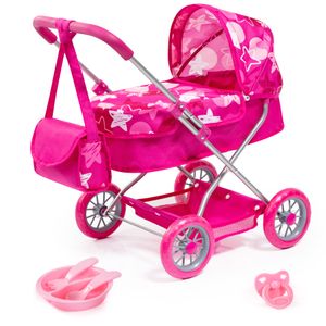 Bayer Design 12249AB Puppenwagen Smarty mit Tasche, Zubehör, integriertem Korb und Abdeckung